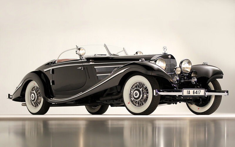 Classic black Mercedes-Benz roadster
