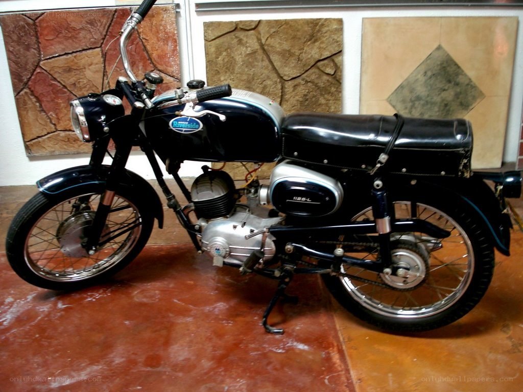 Classic black motorcycle on display