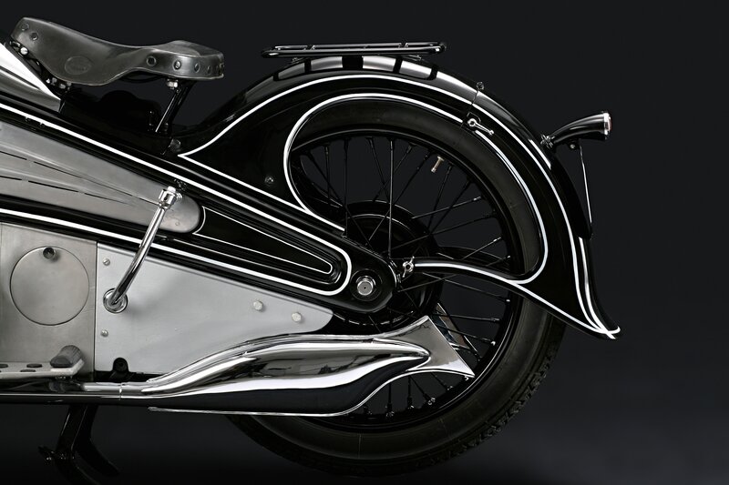 Classic black motorcycle rear
