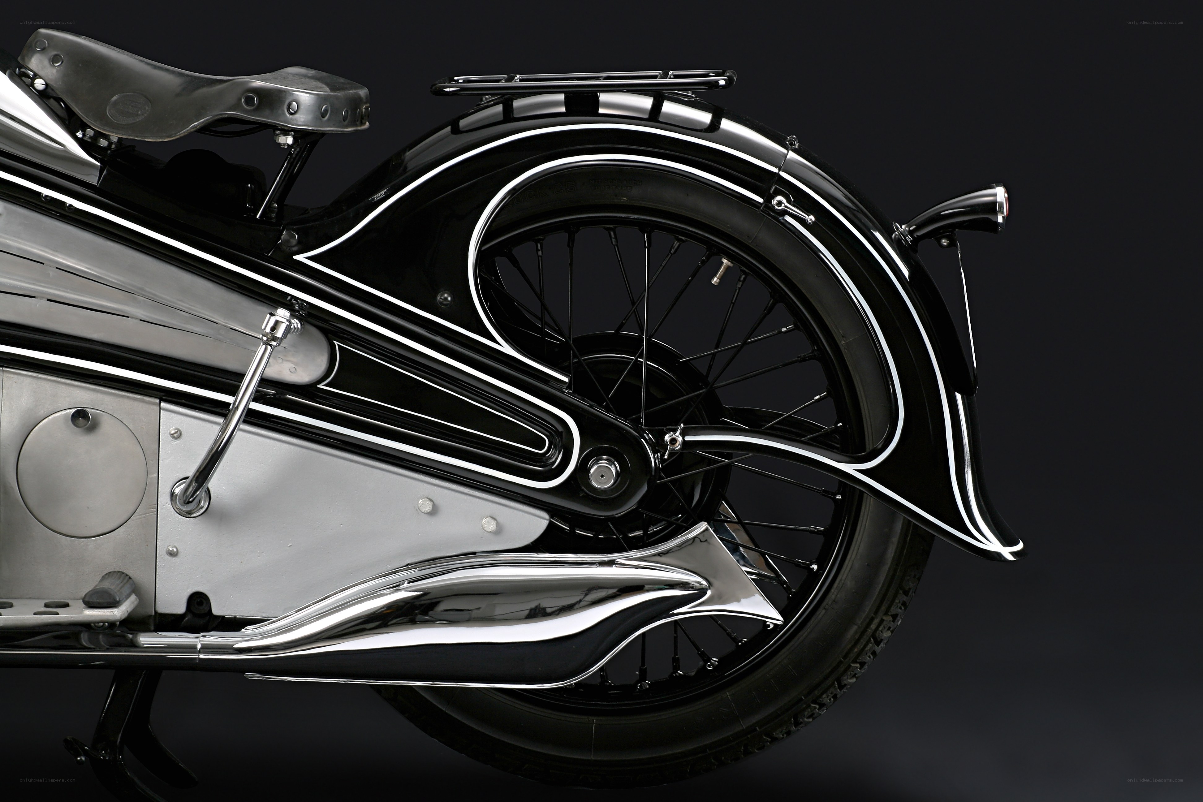 Classic black motorcycle rear