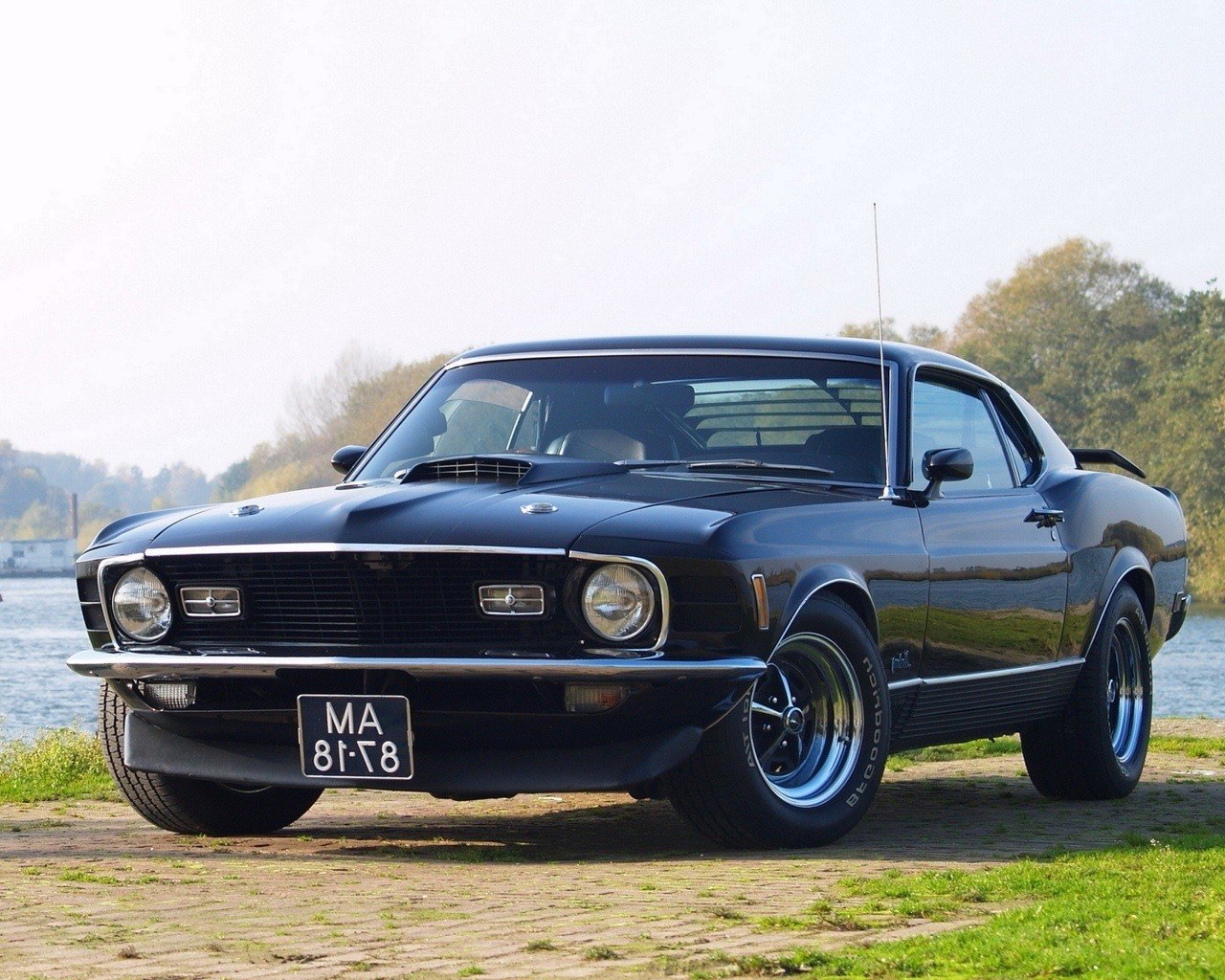 Classic black muscle car