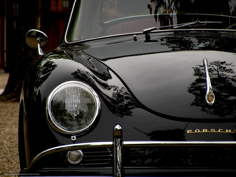 Classic black Porsche front view