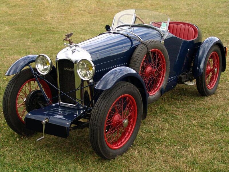 Classic blue and red vintage car