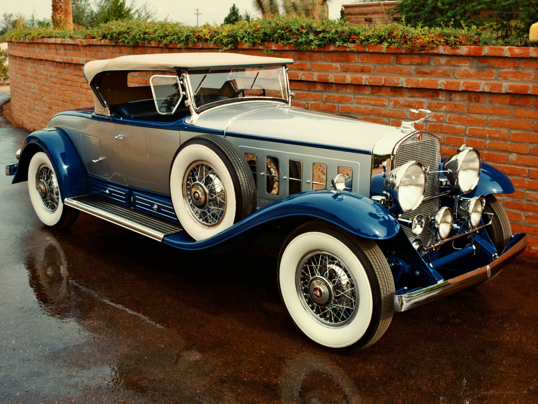 Classic blue and silver convertible