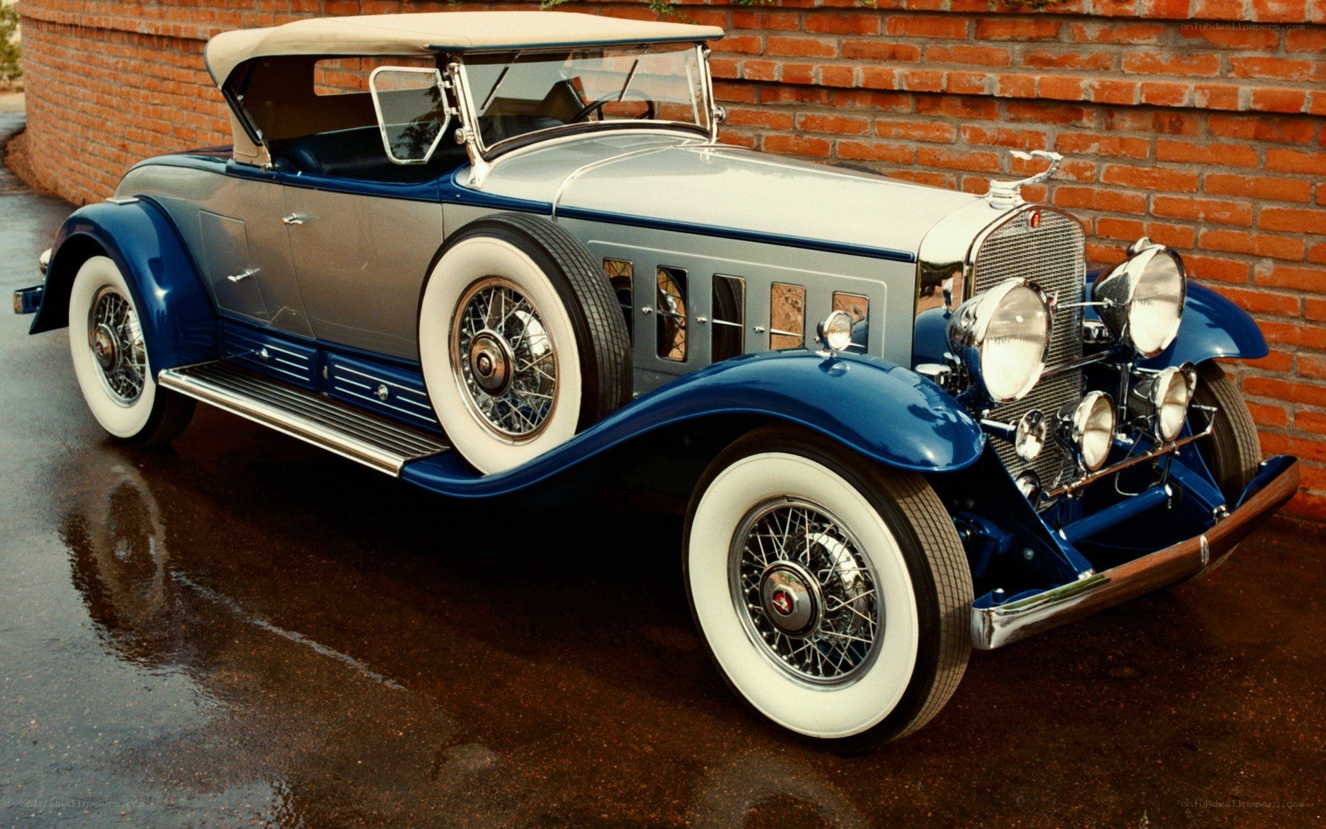 Classic blue and silver convertible