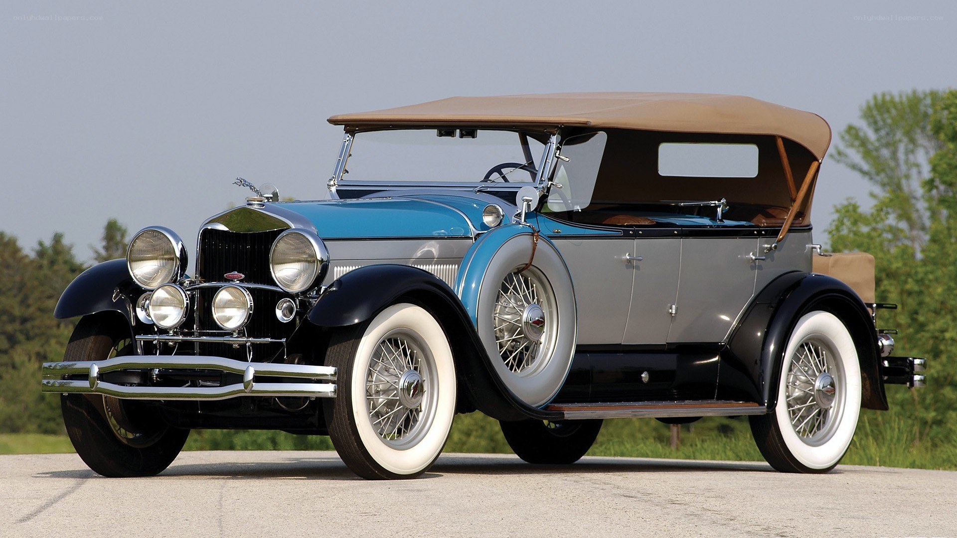 Classic blue and silver convertible
