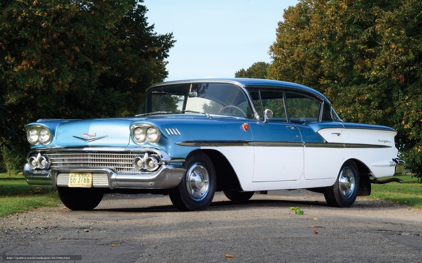 Classic blue and white car