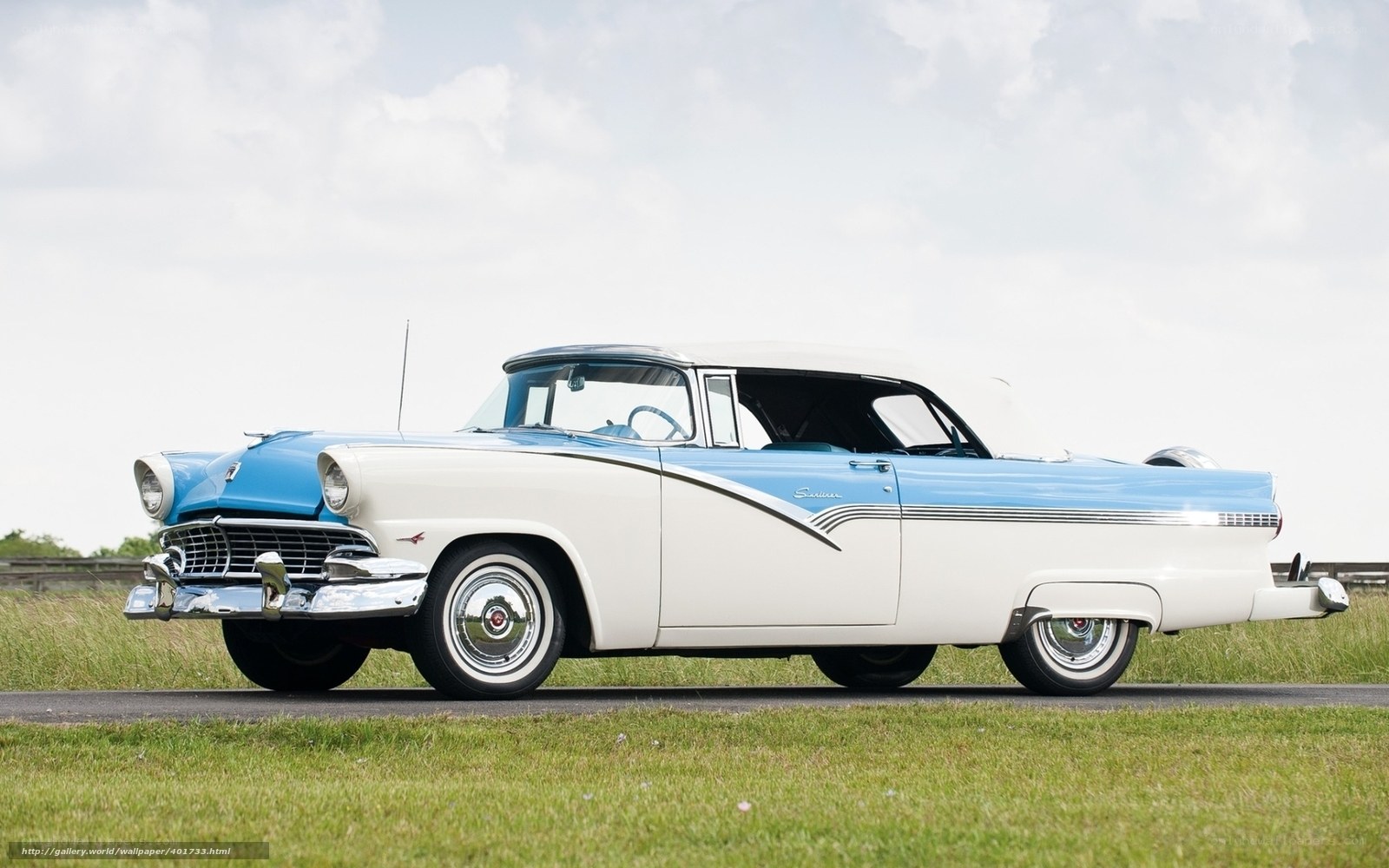 Classic blue and white convertible