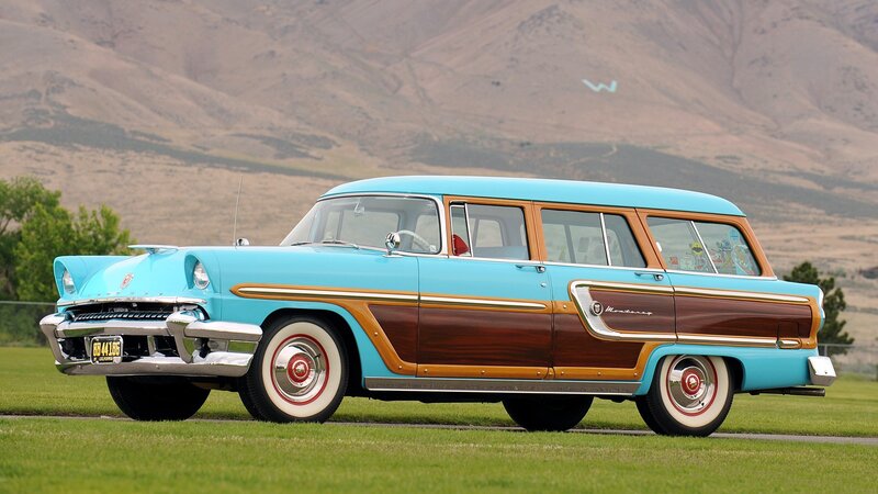 Classic blue and wood station wagon