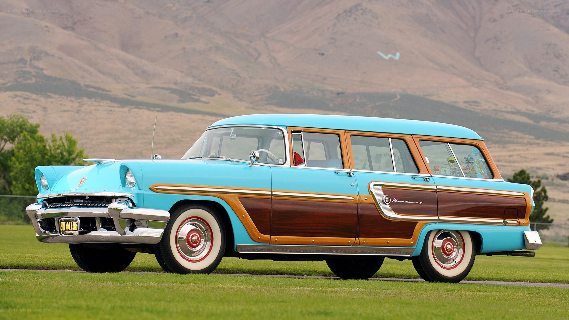 Classic blue and wood station wagon