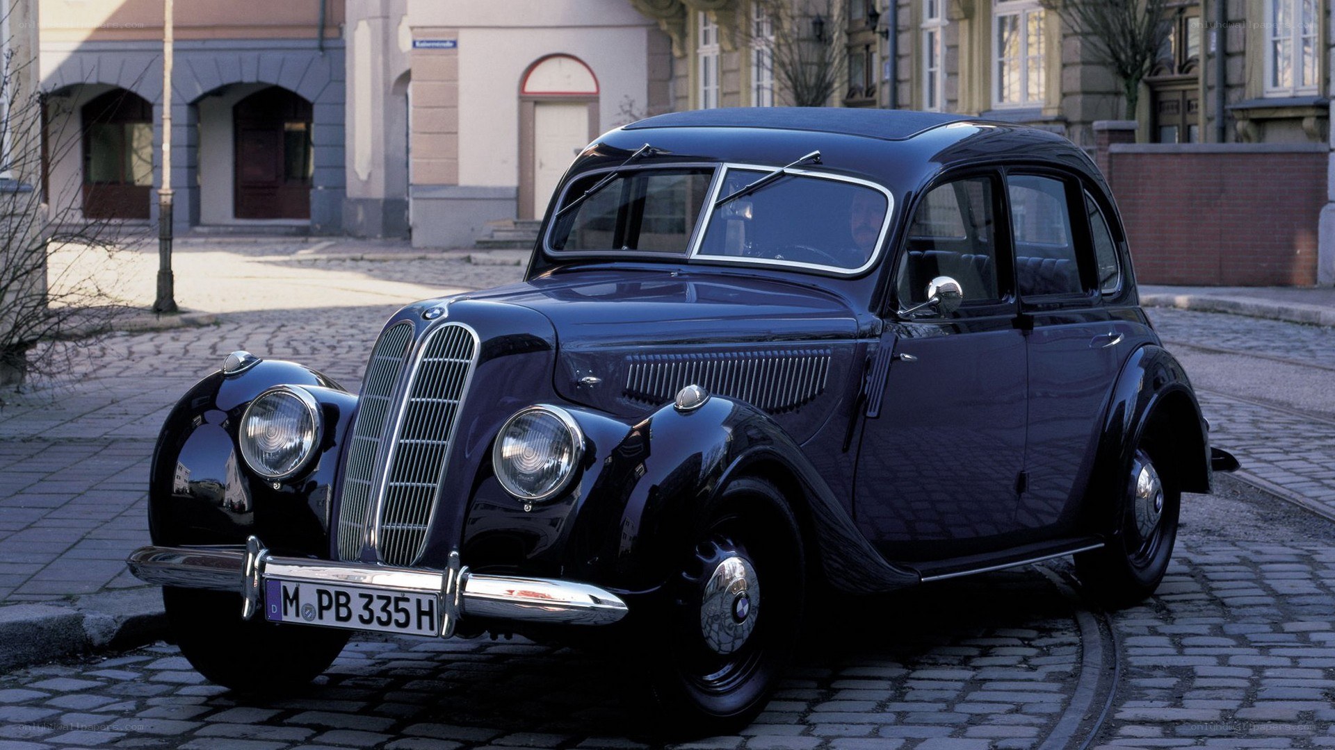 Classic blue BMW sedan