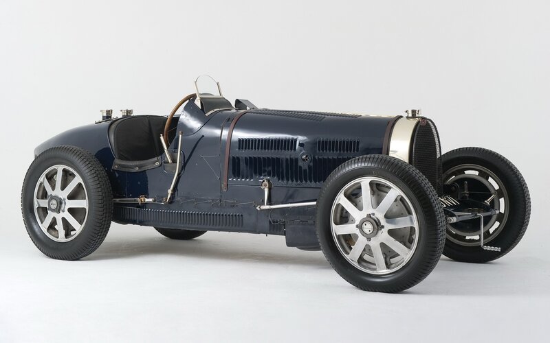 Classic blue Bugatti race car