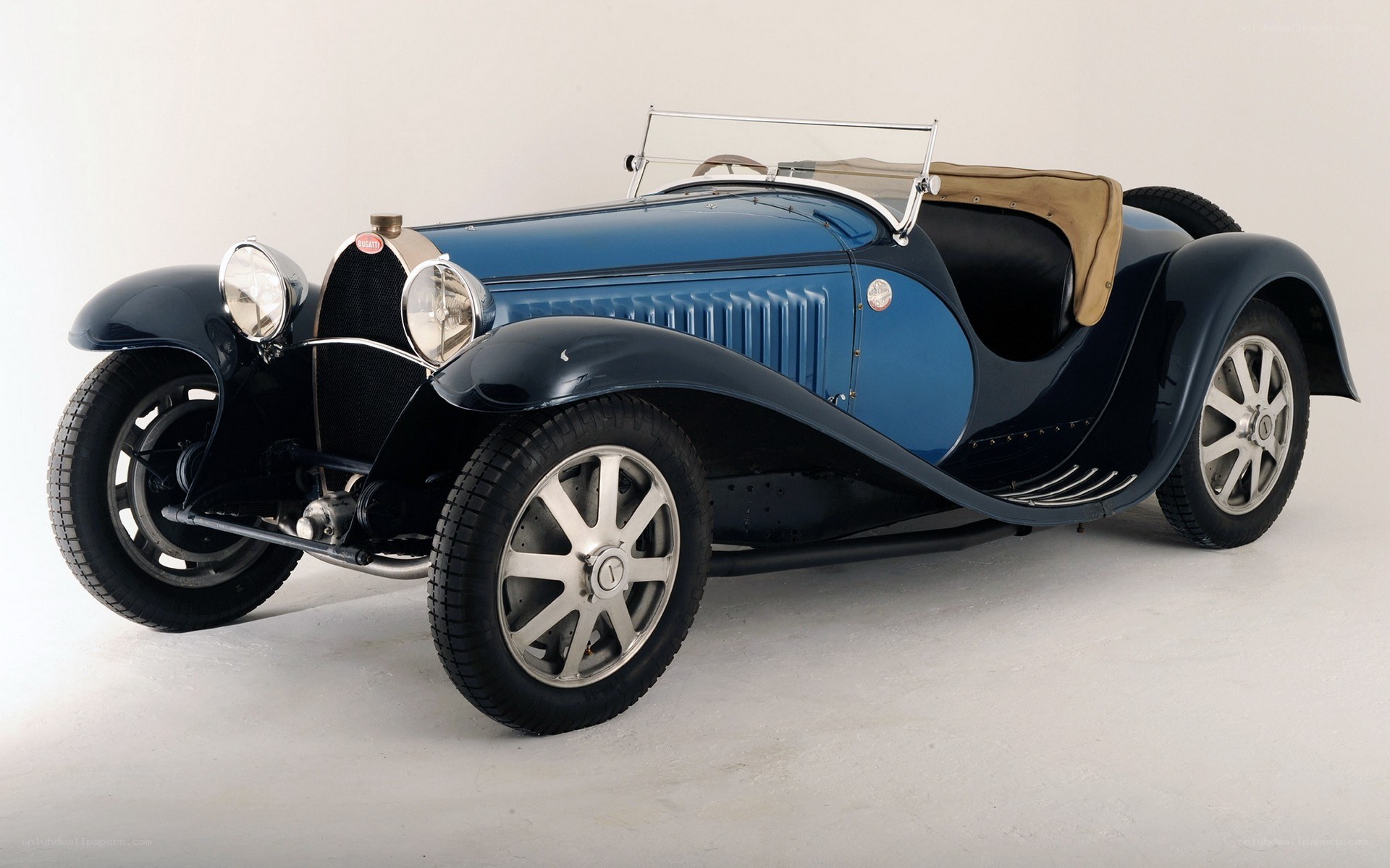 Classic blue Bugatti roadster