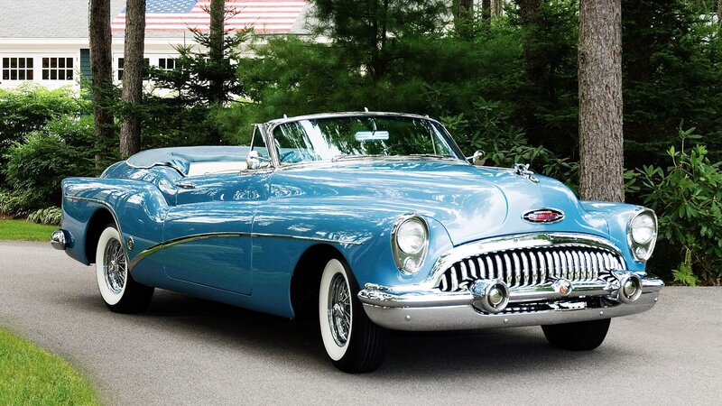 Classic blue Buick convertible
