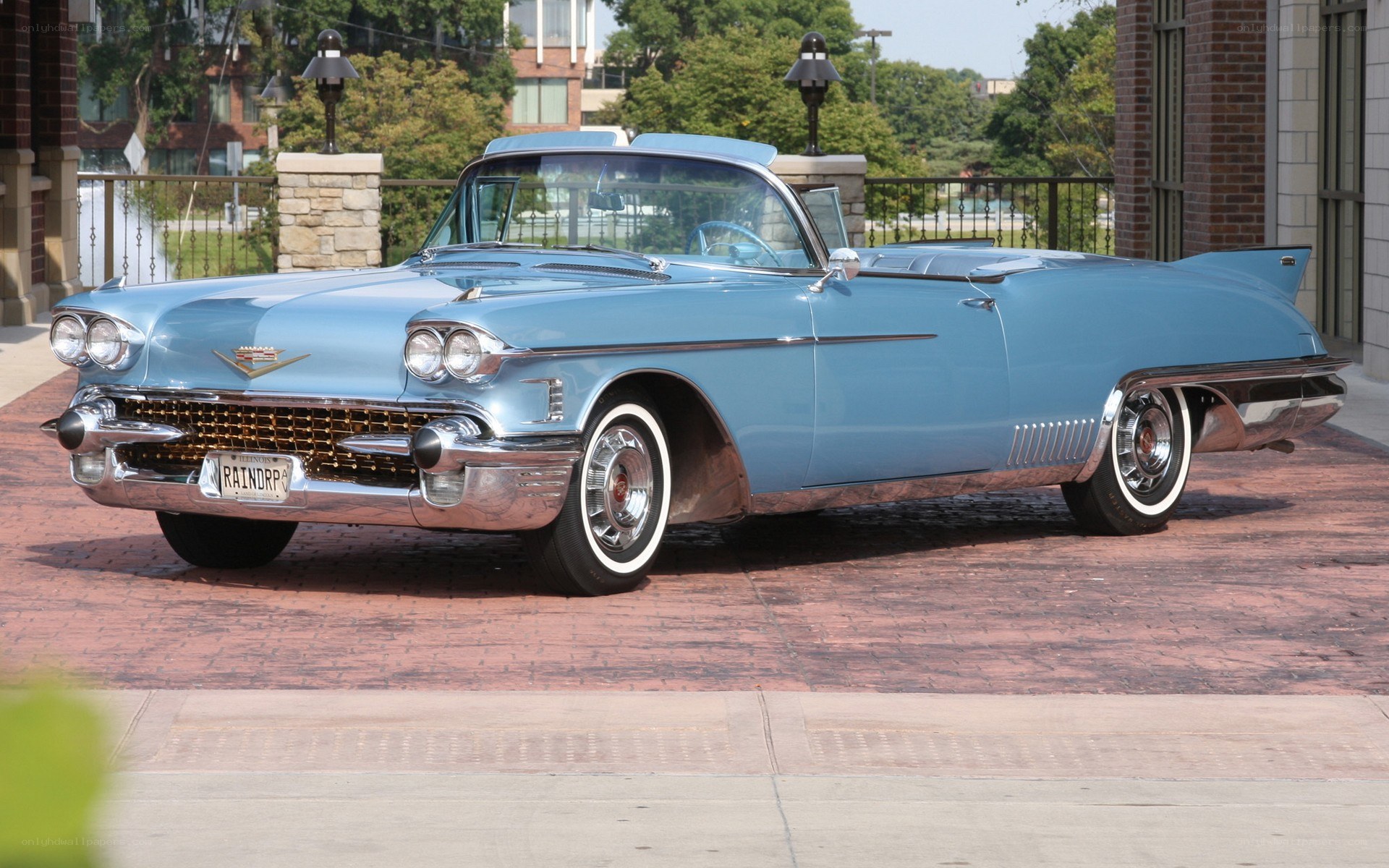 Classic blue Cadillac convertible