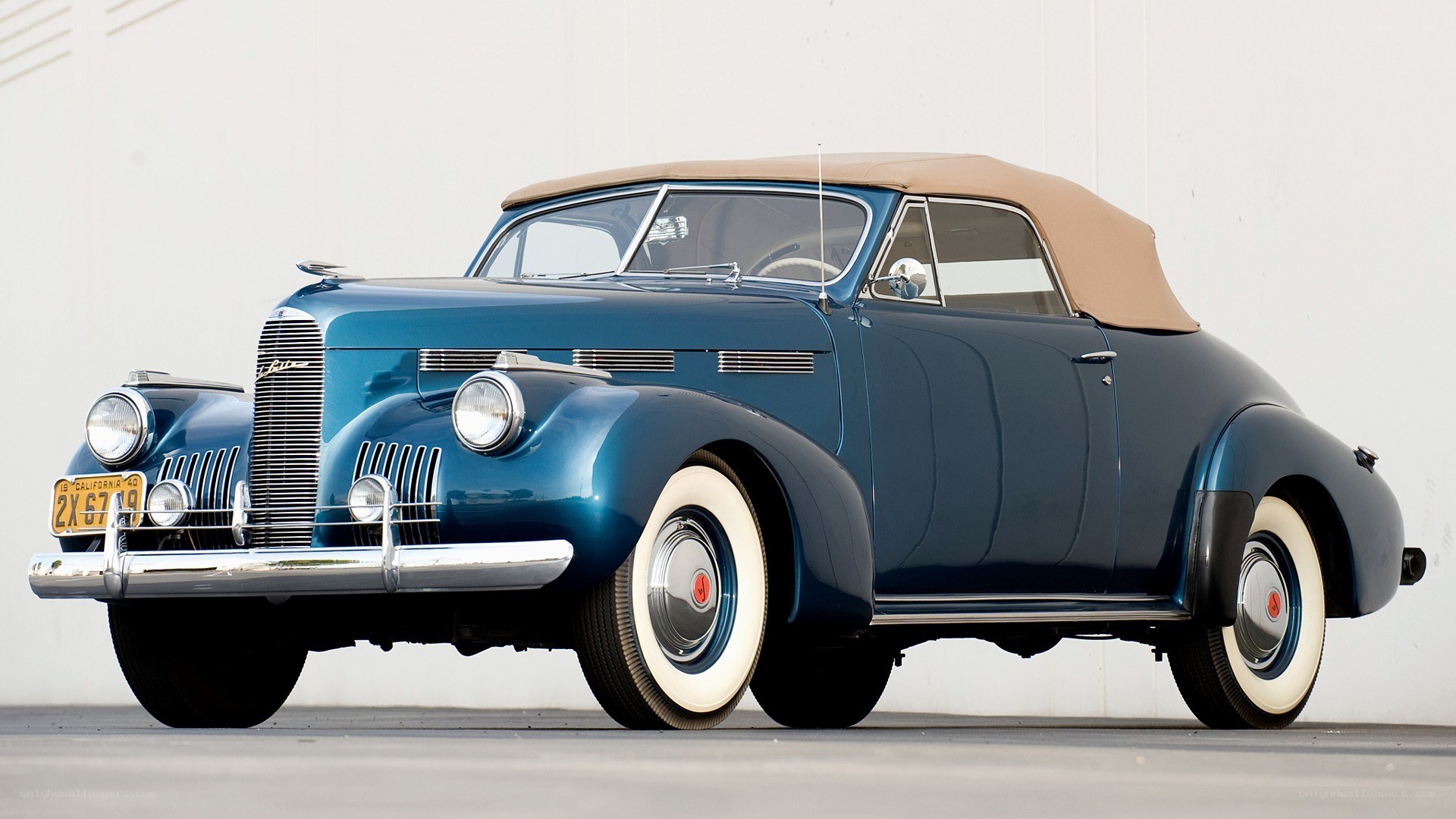 Classic blue convertible car