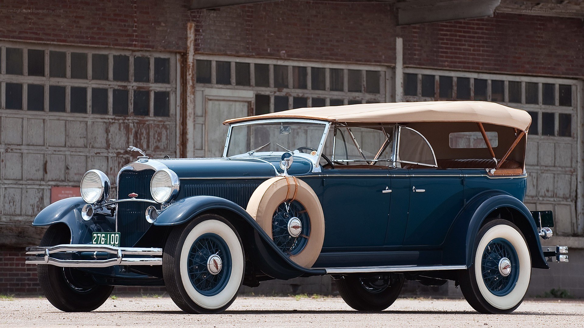 Classic blue convertible car