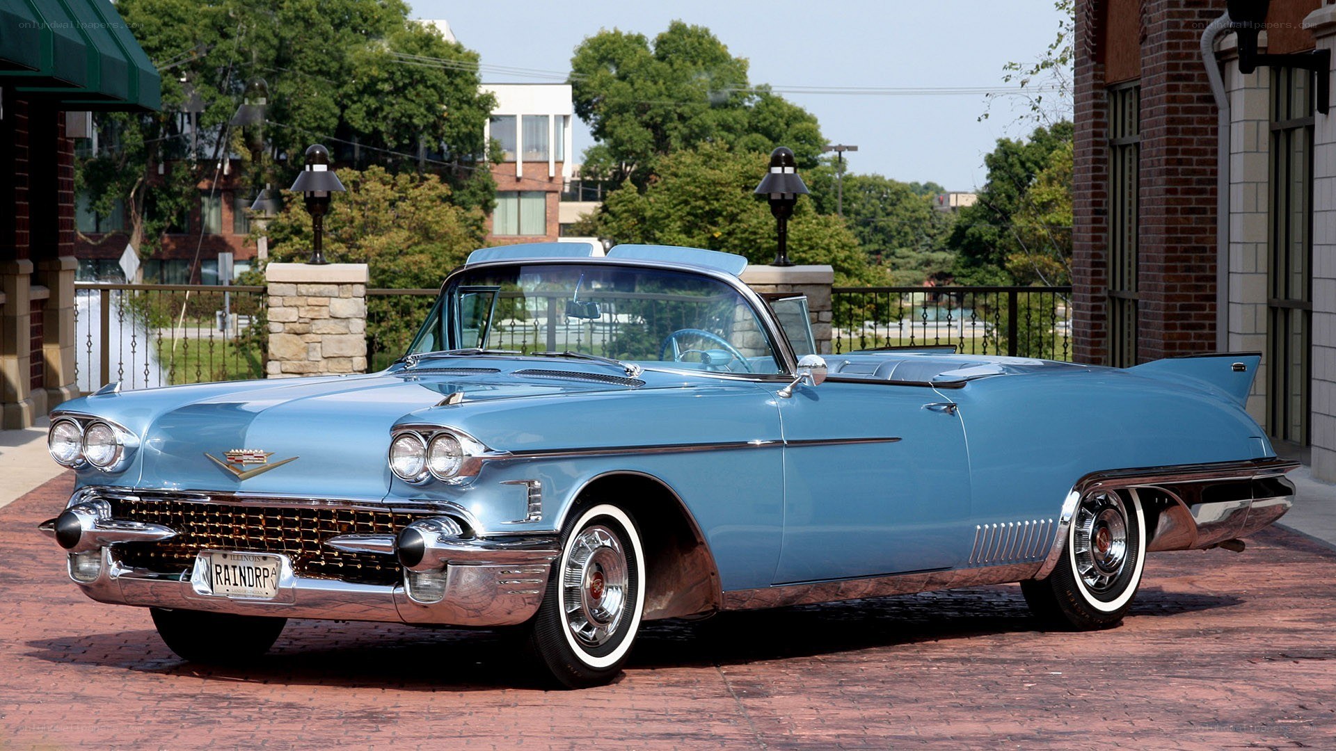Classic blue convertible car