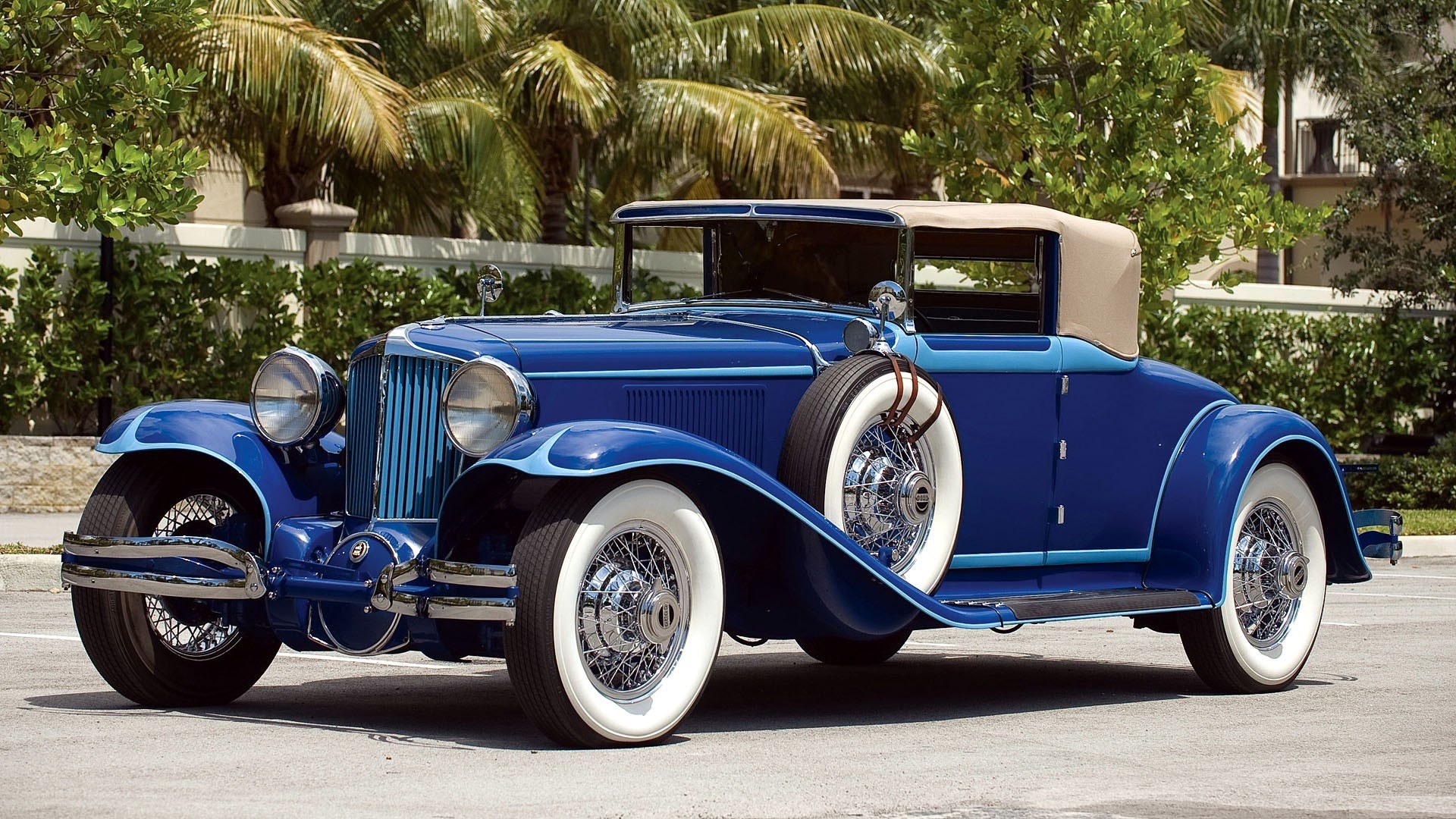 Classic blue convertible car