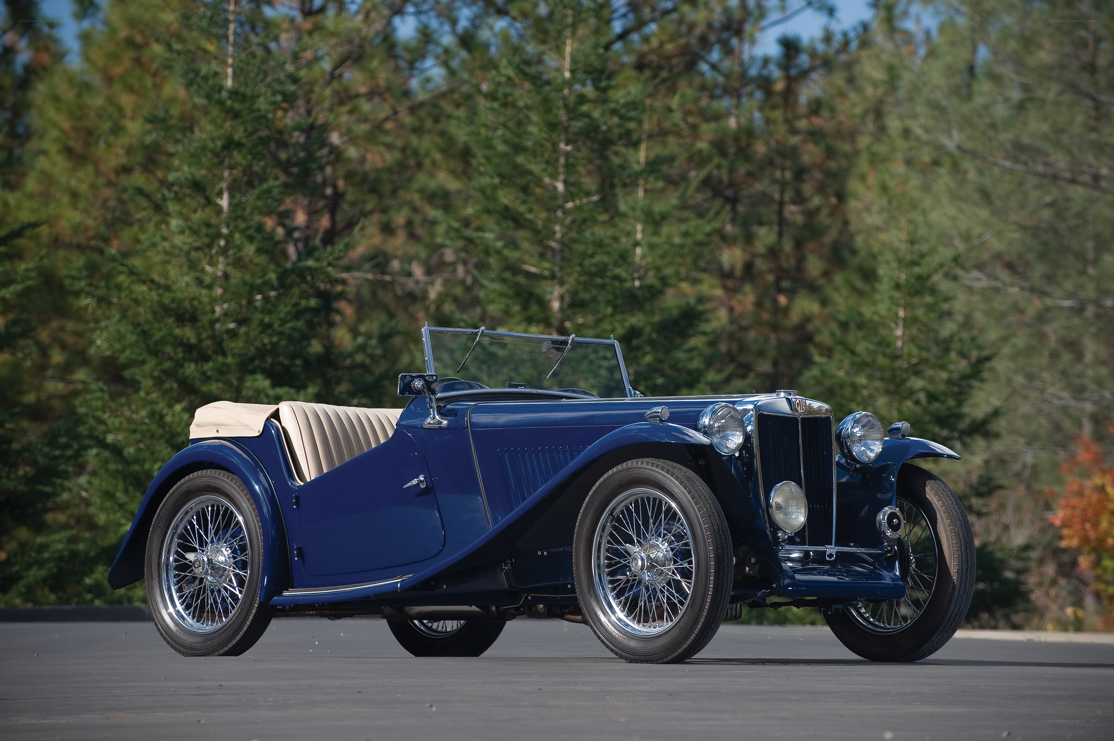 Classic blue convertible car