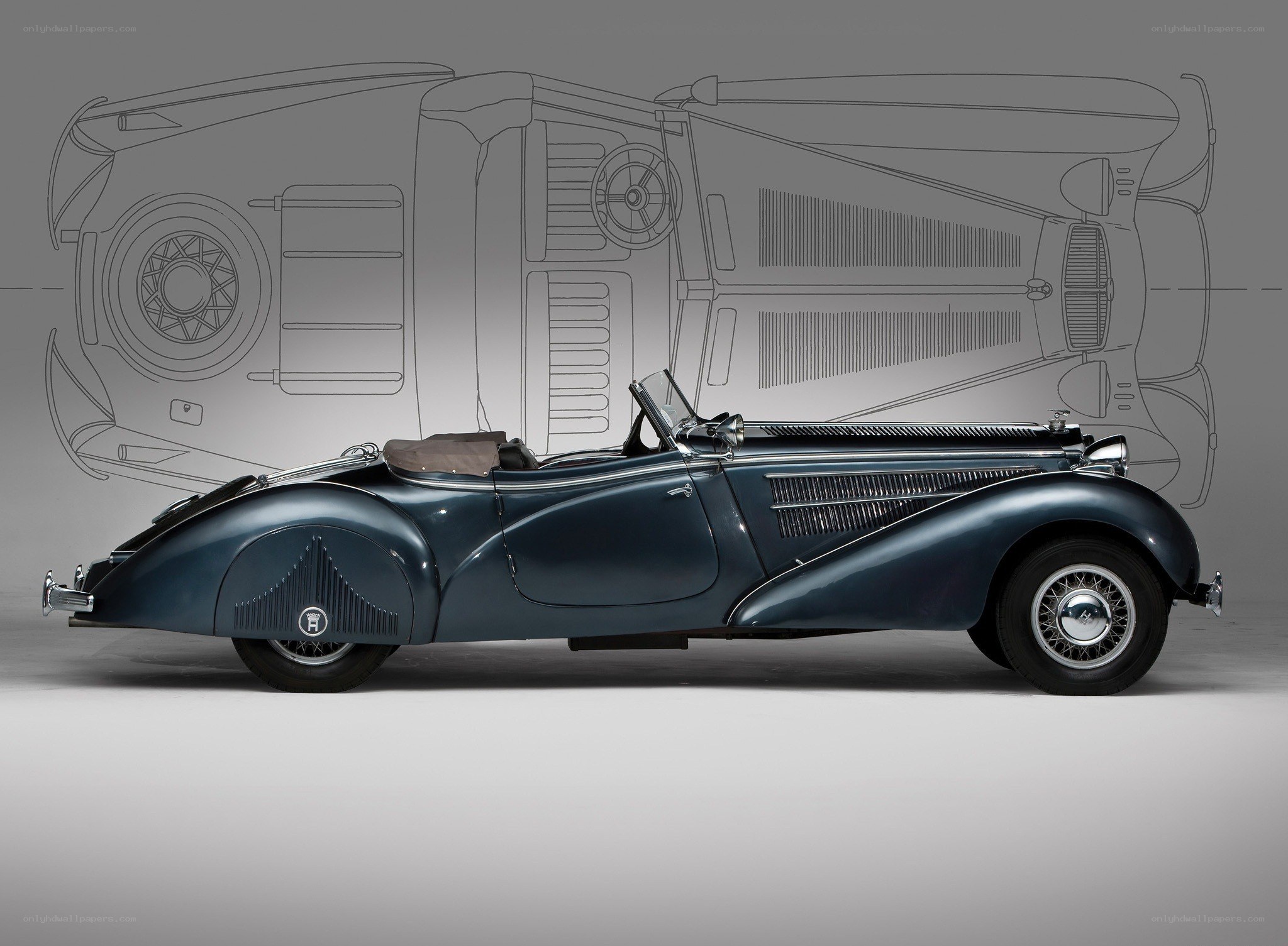 Classic blue convertible car
