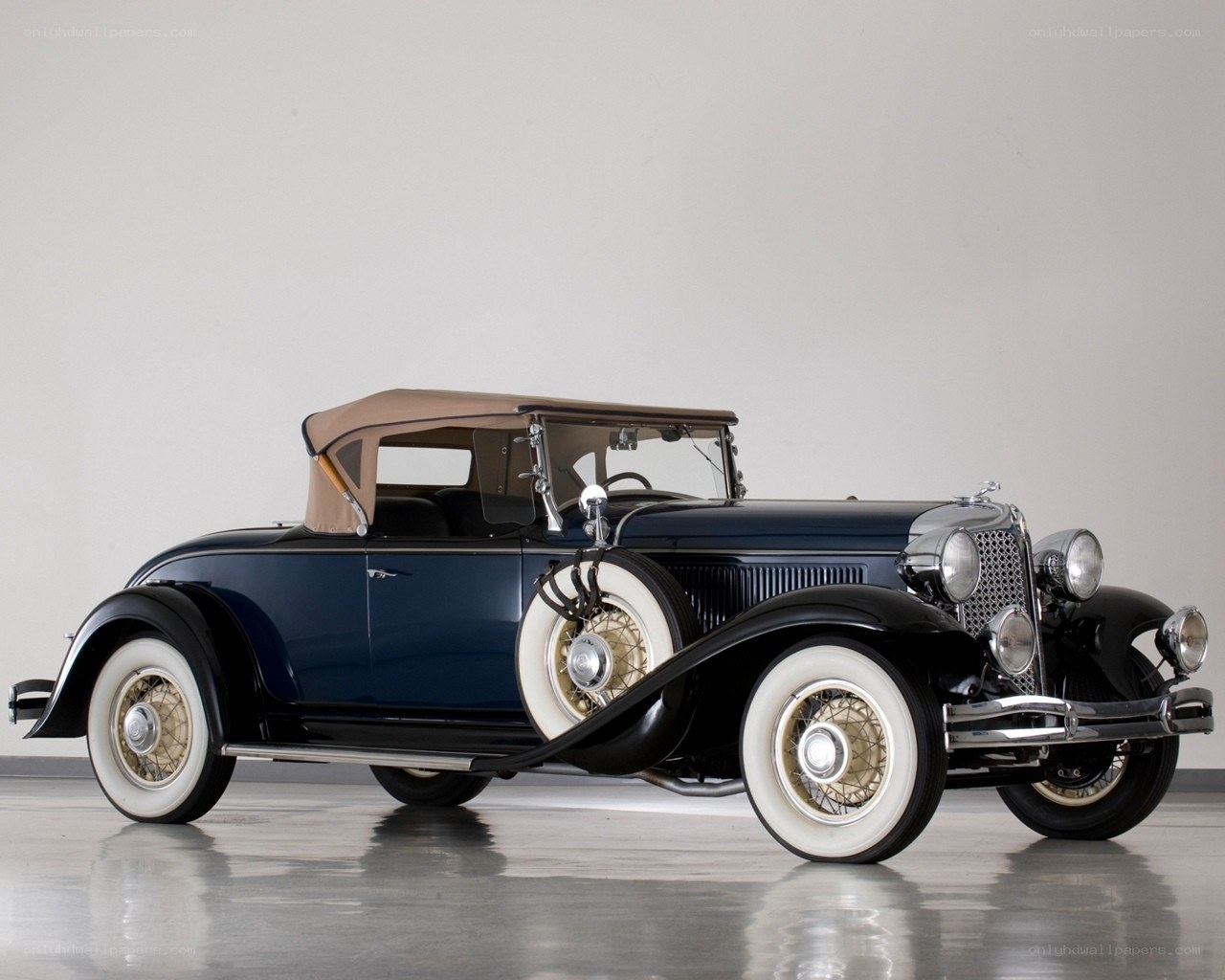 Classic blue convertible car