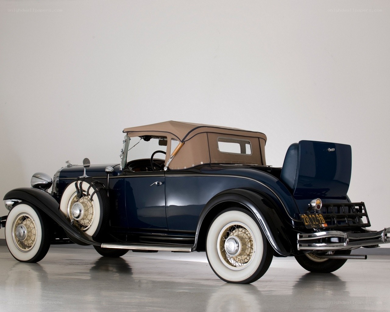 Classic blue convertible car