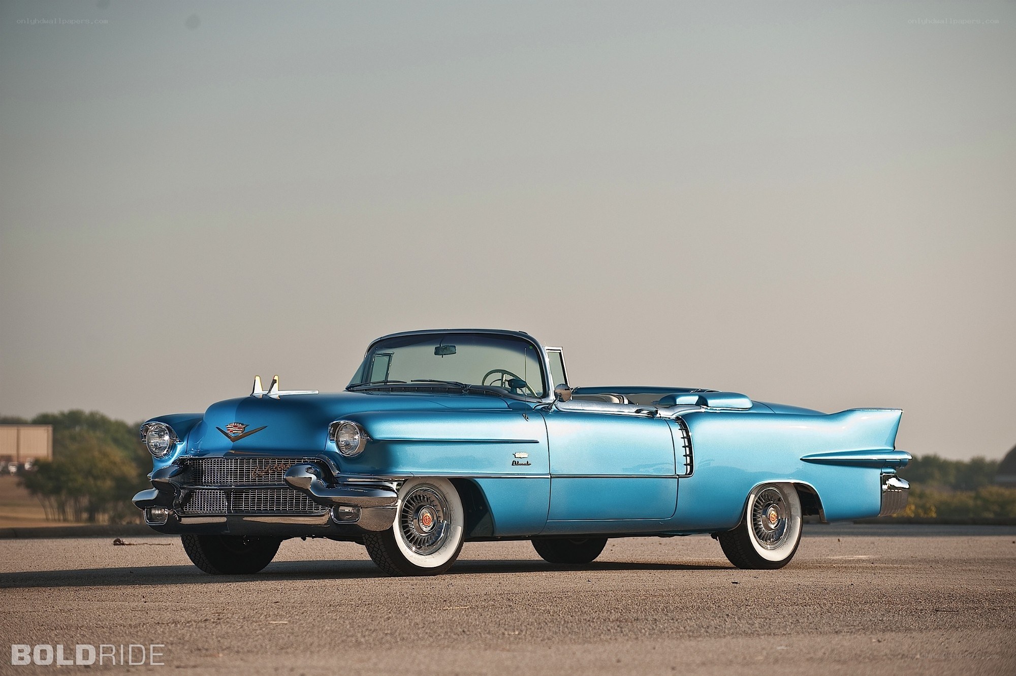 Classic blue convertible car