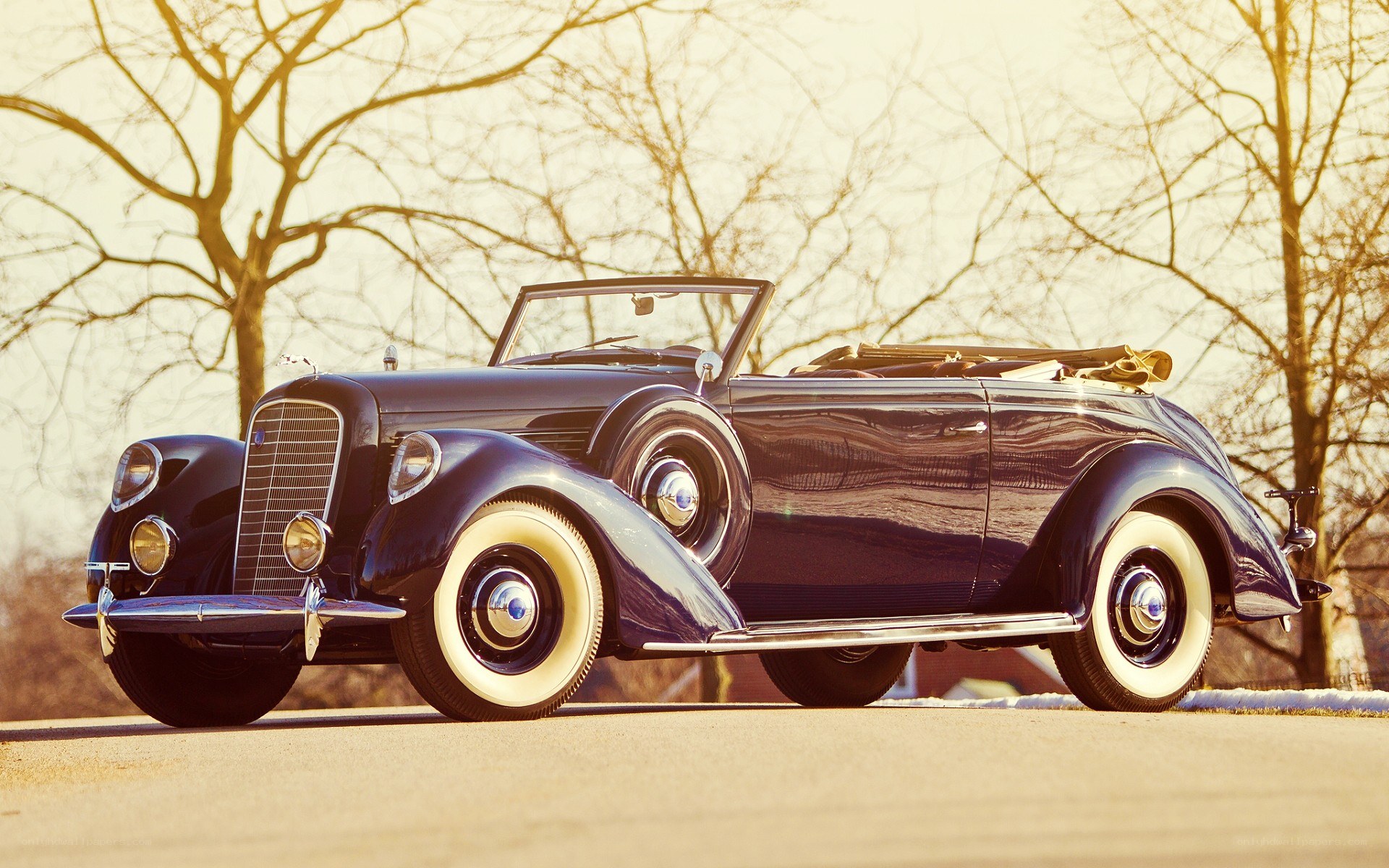 Classic blue convertible car