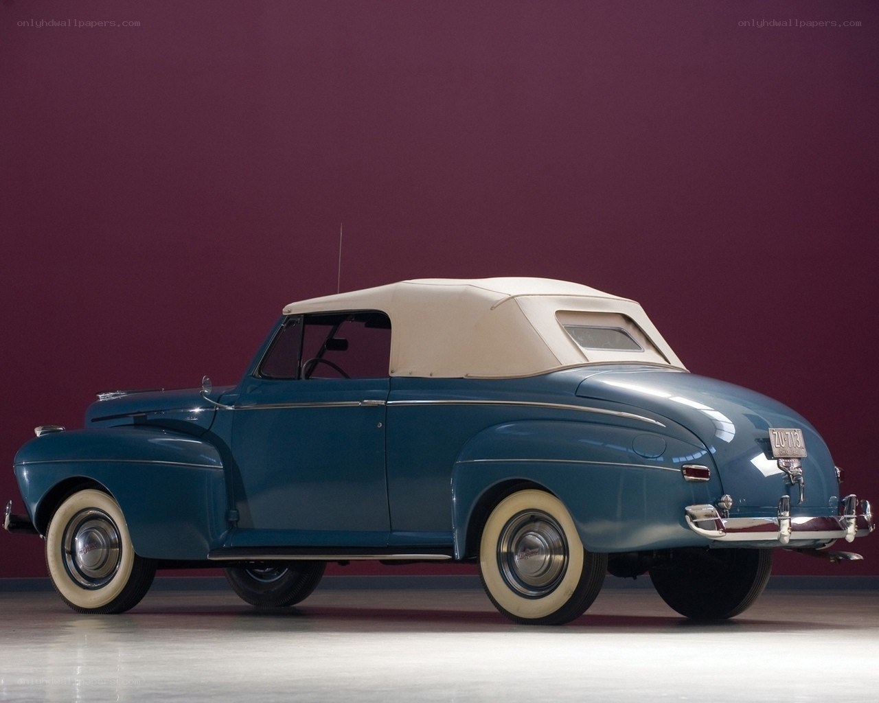 Classic blue convertible car