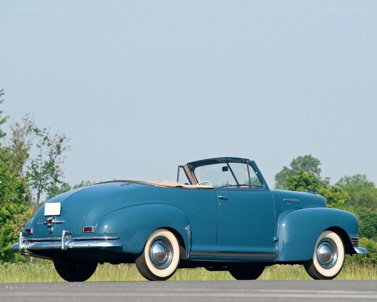 Classic blue convertible car