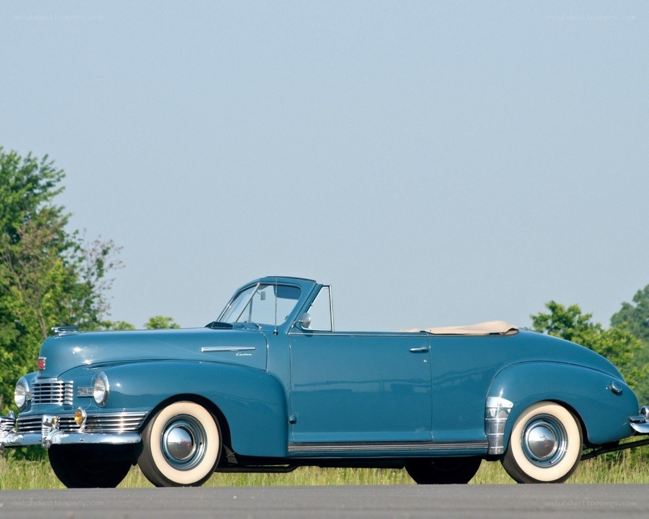 Classic blue convertible car