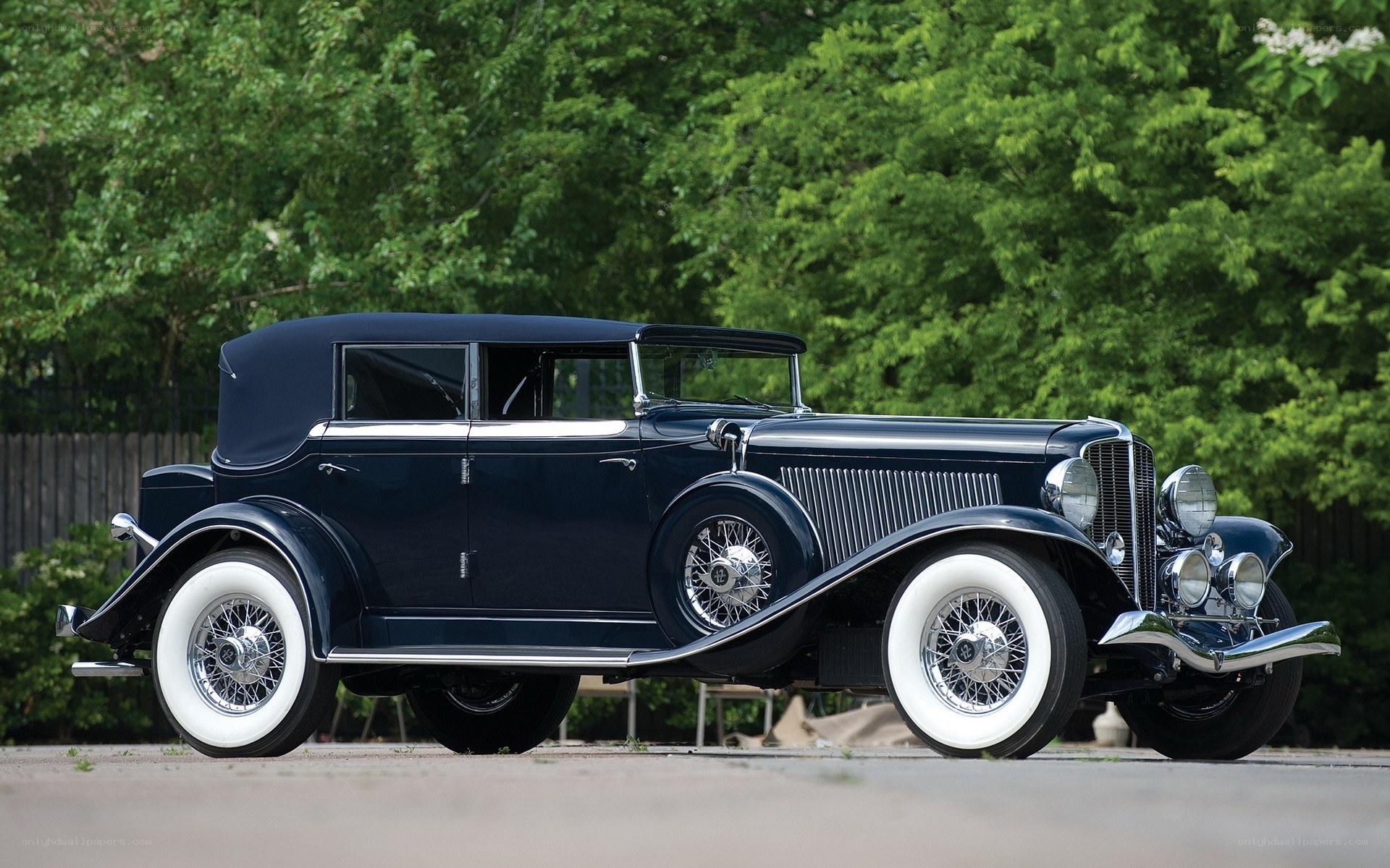 Classic blue convertible car