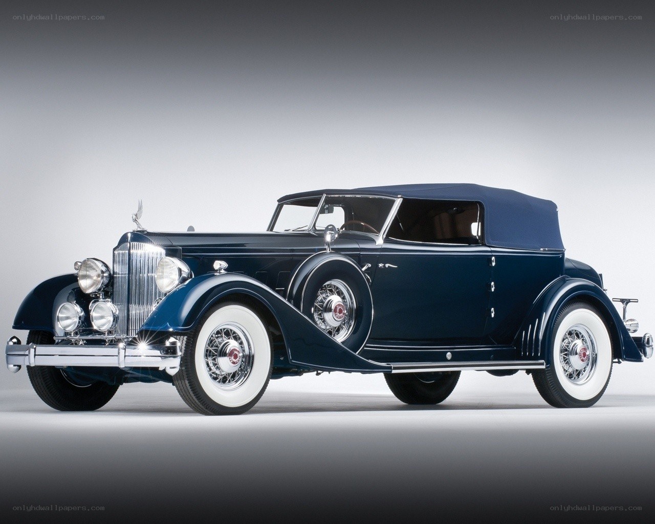 Classic blue convertible car