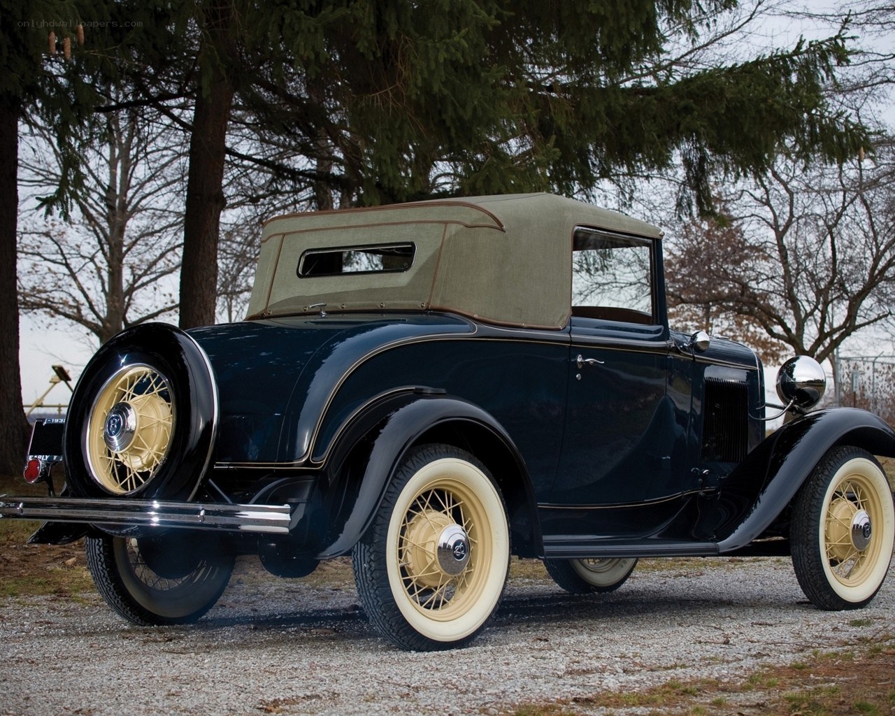 Classic blue convertible car