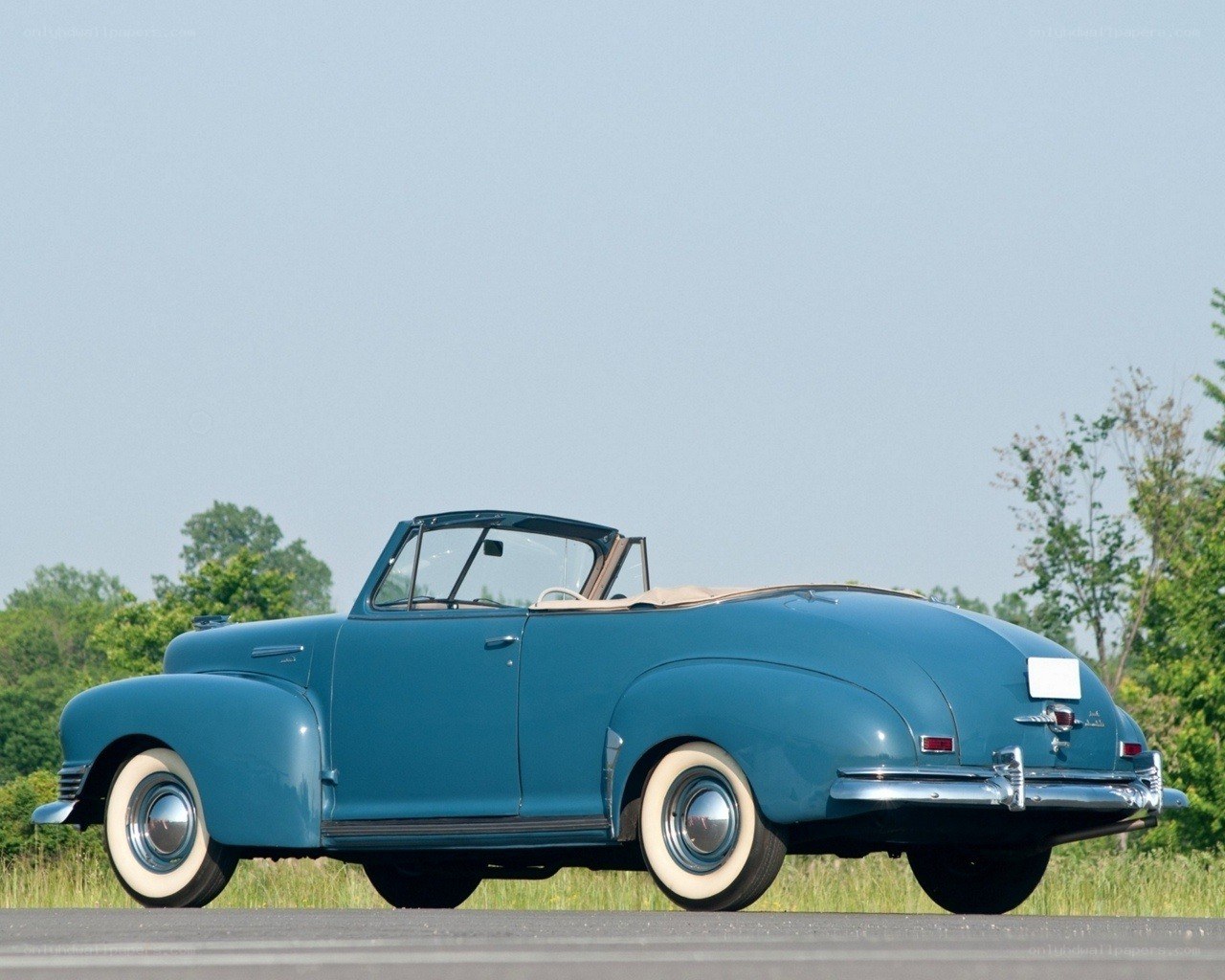 Classic blue convertible car