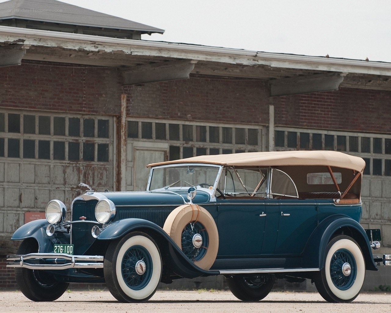 Classic blue convertible car