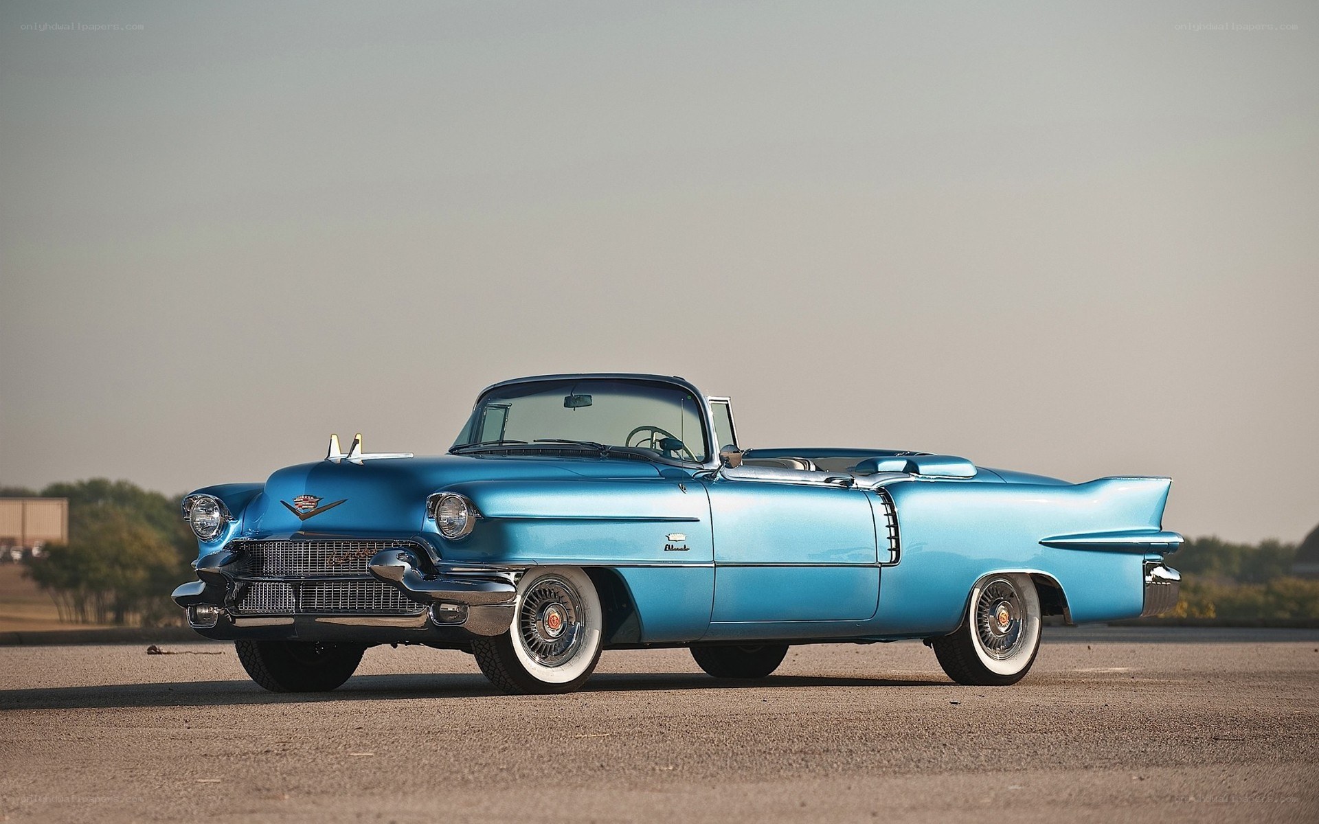 Classic blue convertible car
