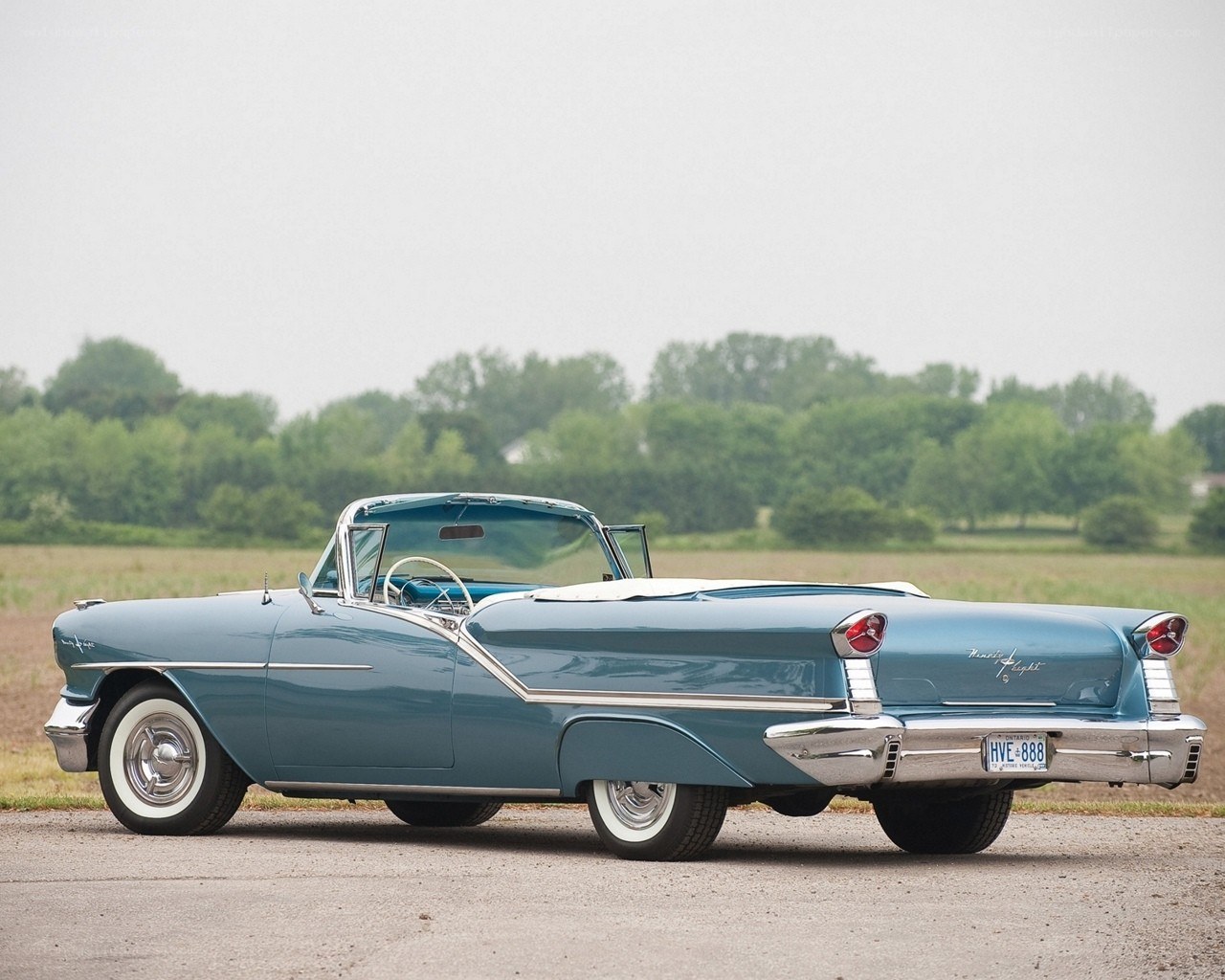 Classic blue convertible car