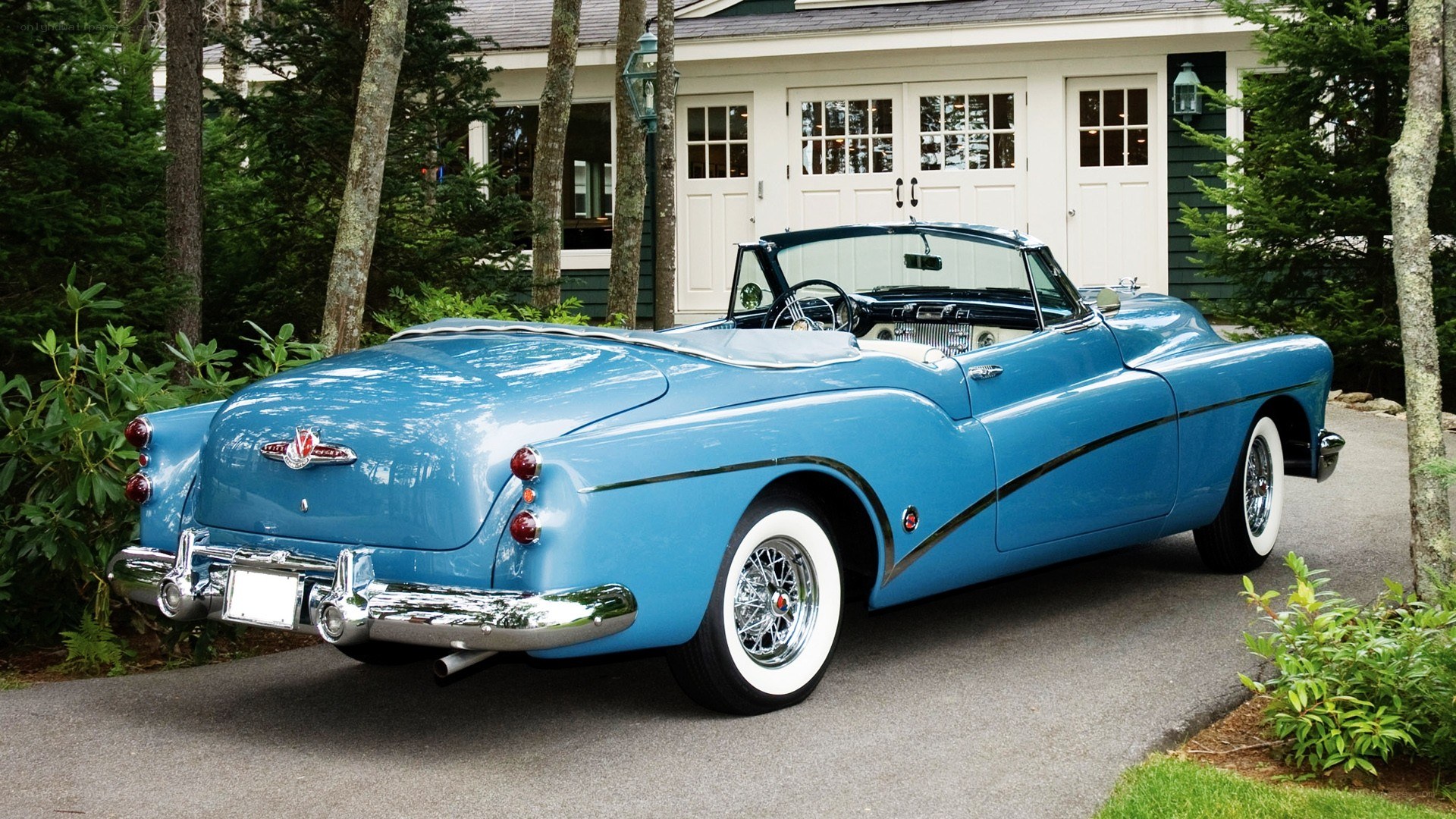 Classic blue convertible car
