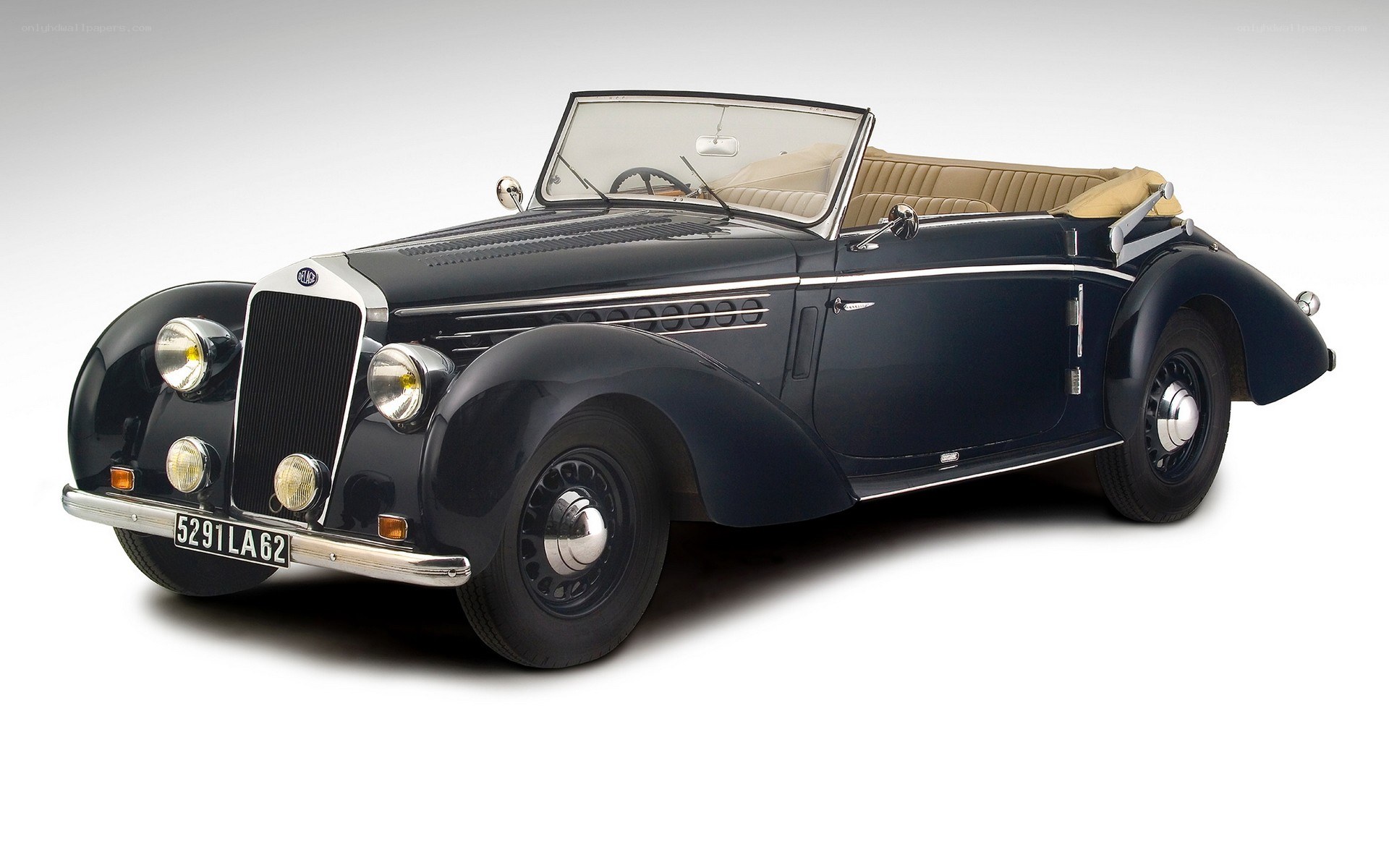 Classic blue convertible car