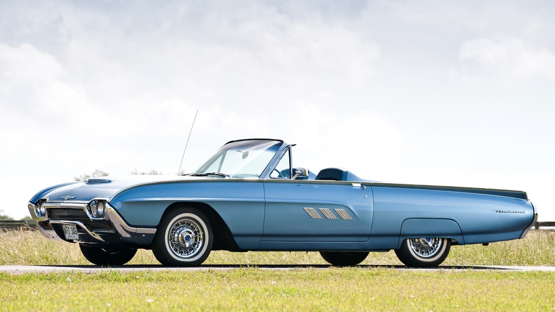 Classic blue convertible car