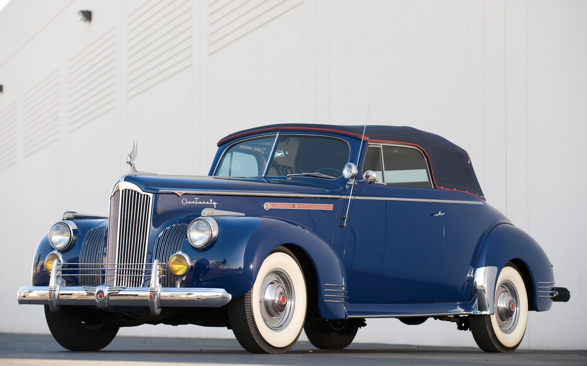 Classic blue convertible car