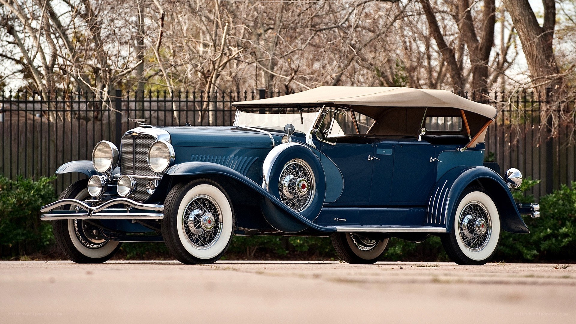 Classic blue convertible car