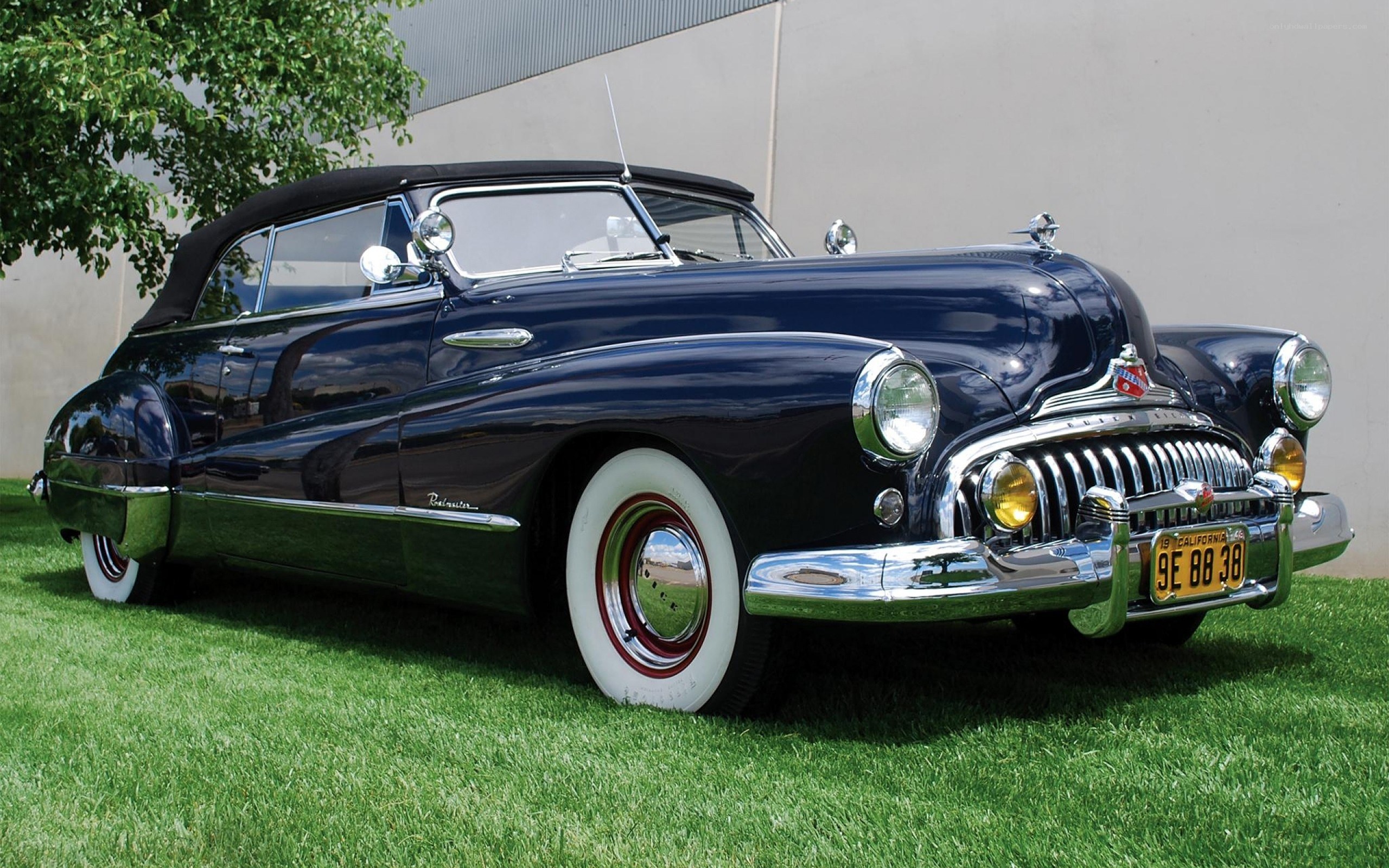 Classic blue convertible car