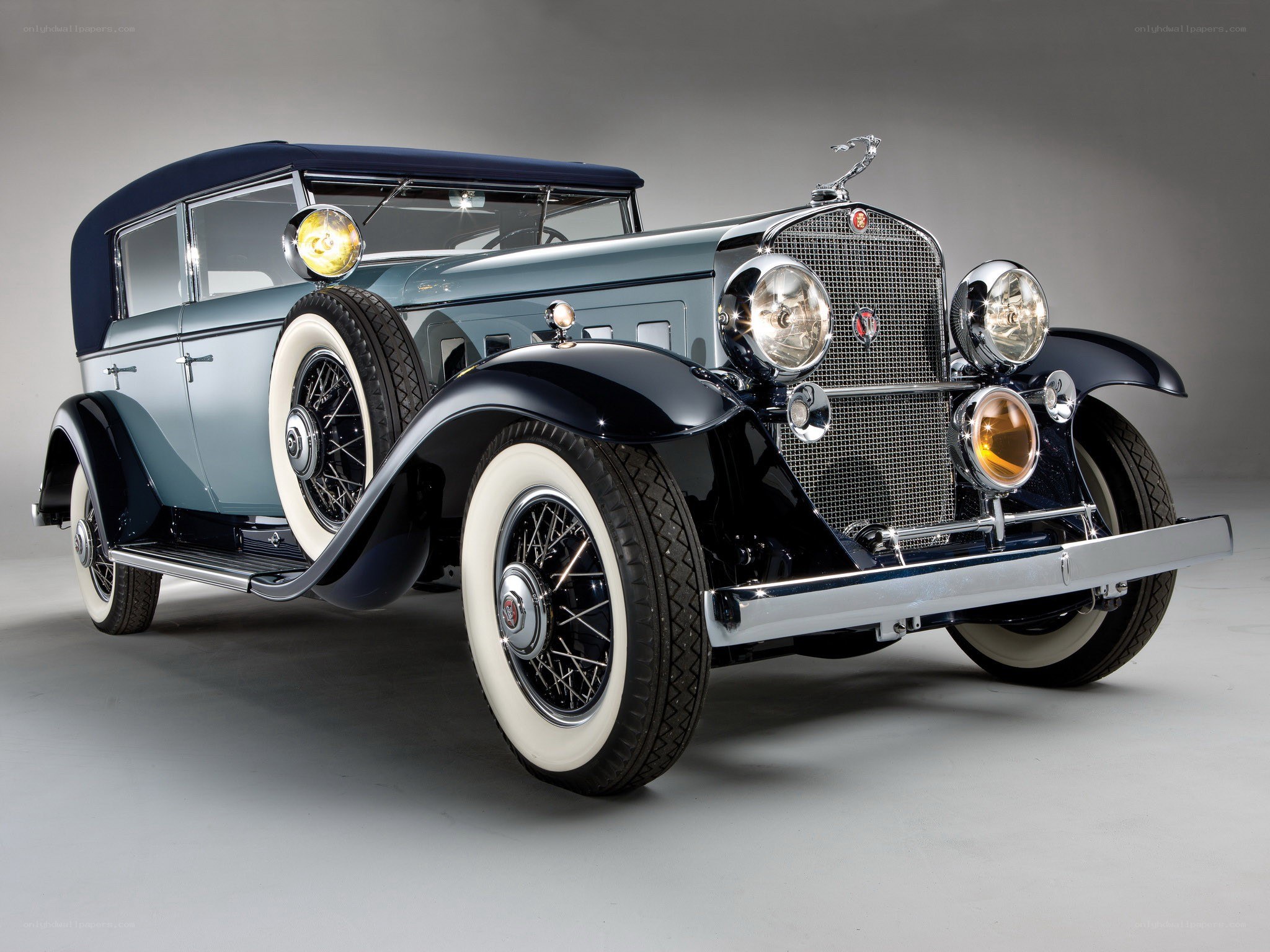 Classic blue convertible car