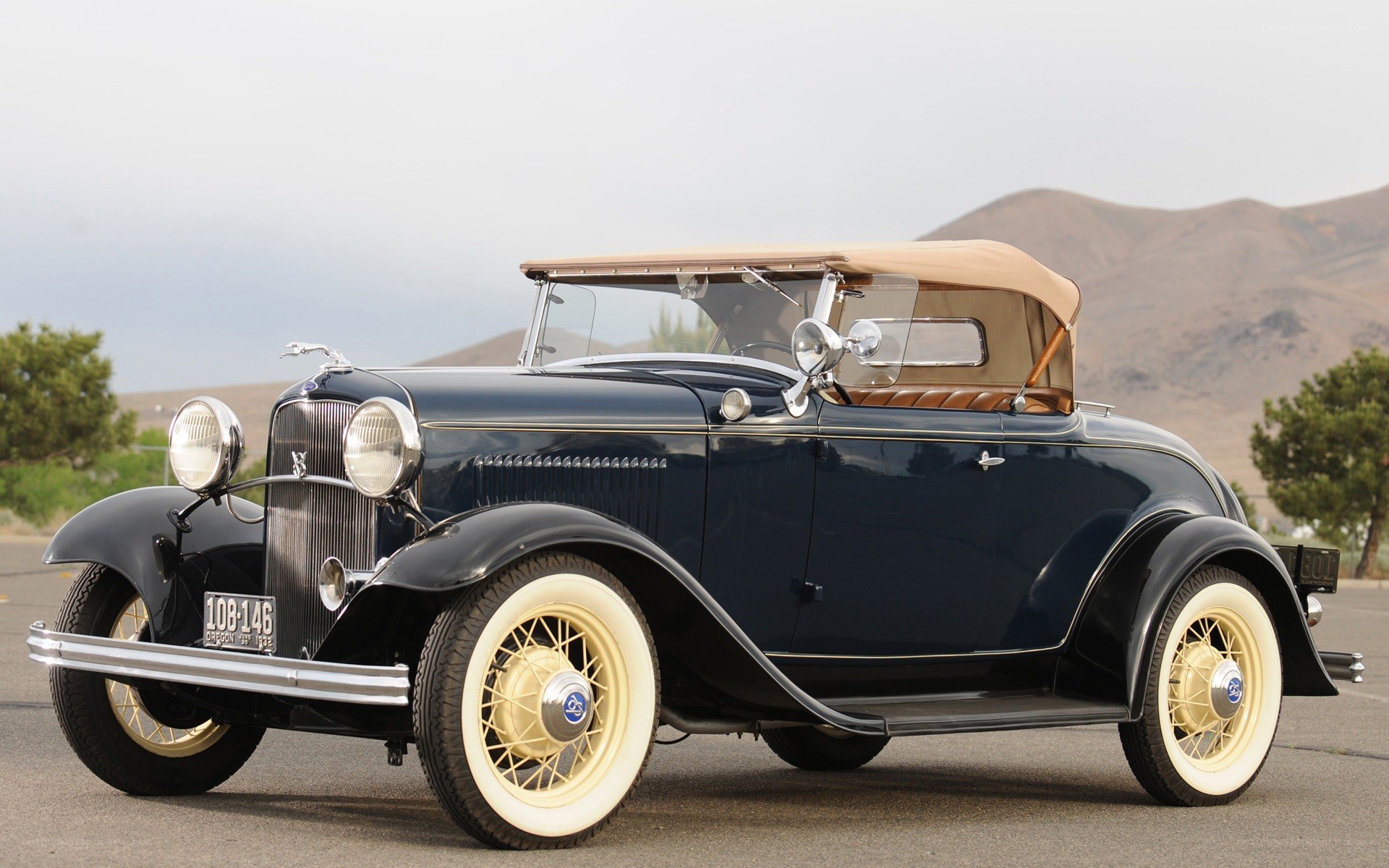 Classic blue convertible car
