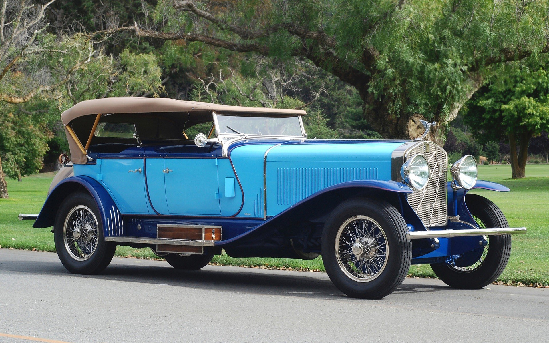 Classic blue convertible car