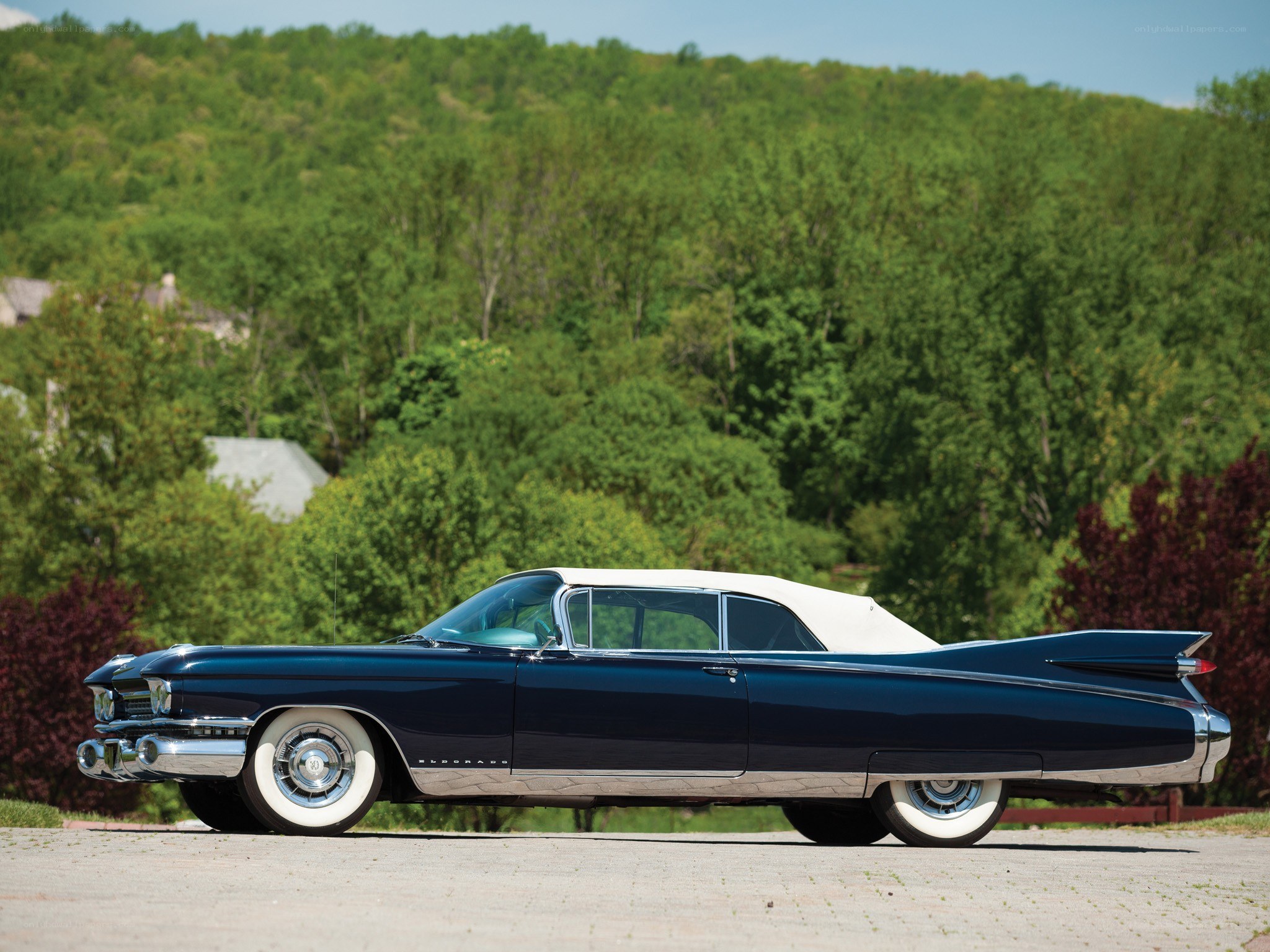 Classic blue convertible car