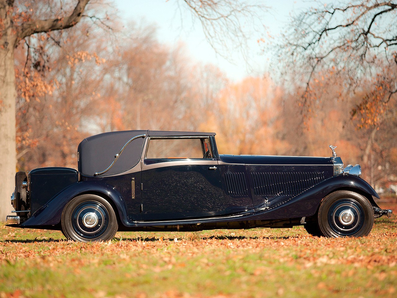 Classic blue convertible car